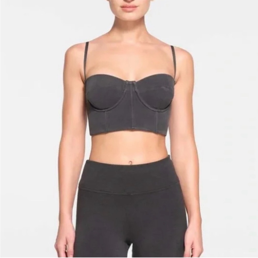 SKIMS outdoor crop bustier xs ash